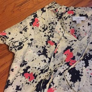 Loft pink and navy flowered blouse